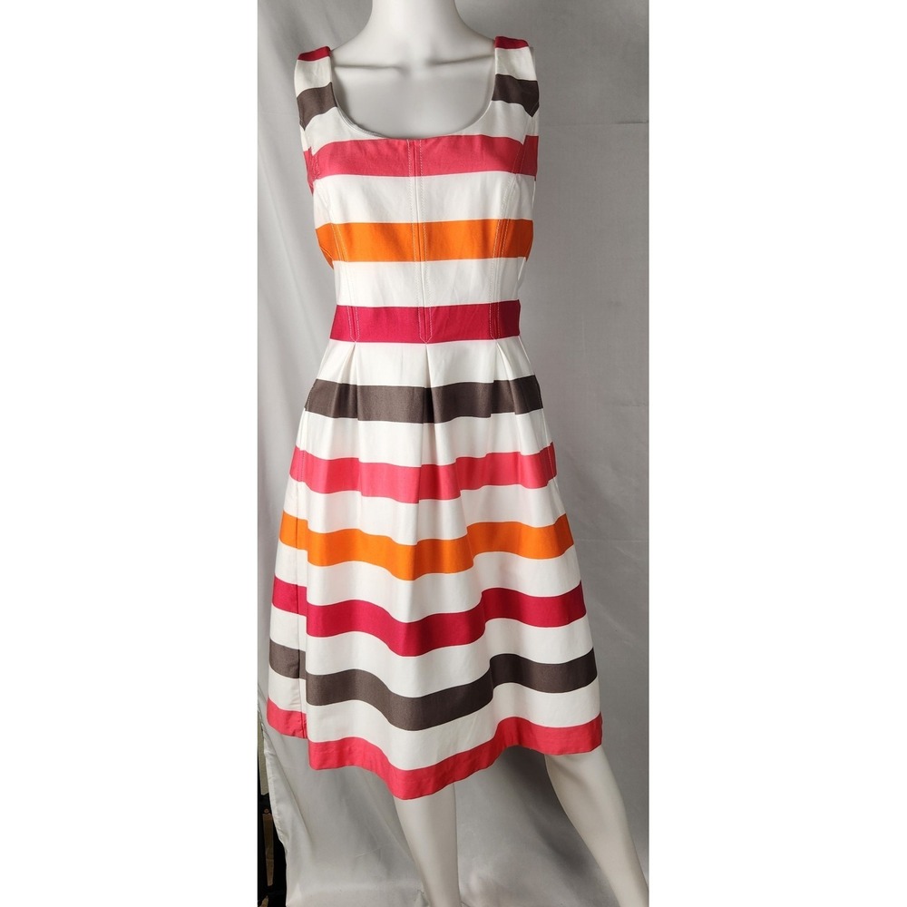 Nine West Striped Preppy/Classiccore/CountryClub Fit-Flare Sleeveless Dress 12